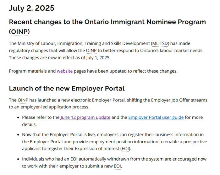 캐나다 온타리오주 이민